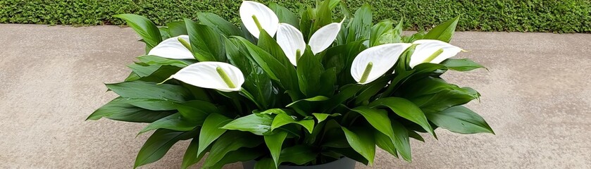 Obraz premium Peace lilies hydrated with soft water and placed in a partially shaded spot