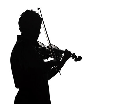 a silhouette of a person playing a violin