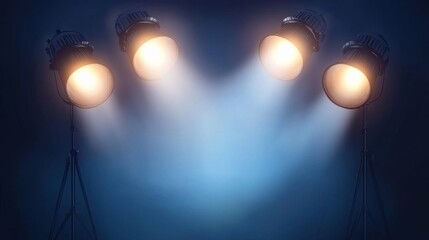 Lamp illumination icon in flat style. Spotlight vector illustration. Movie spotlight. Vector flat spotlight with space for text.