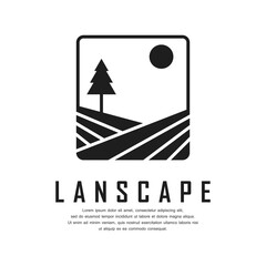 Landscape monochrome logo design template