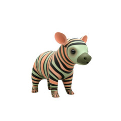 Adorable Cartoon Tapir with Zebra Stripes 3D Render of a Cute Animal