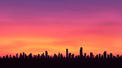 Cityscape at sunset.
