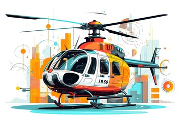 Fototapeta premium Vector illustration of flat helicopter 