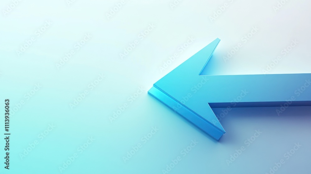 Poster blue arrow pointing left on a gradient background