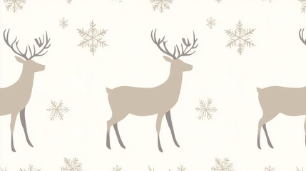 Simplistic pattern of reindeer and snowflakes

