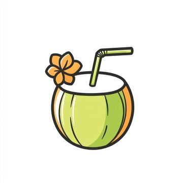 recommend clip art: Tropical coconut drink with straw and flower.