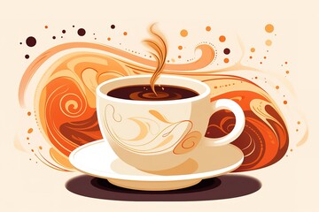 A Cup of Coffee Symbol. Social Media Post. Vector Illustration.
