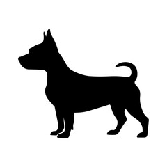 Dog black vector silhouette illustration. Isolated on a white background. A design element for presentation, business, decor, etc.