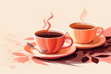 A Cup of Coffee Symbol. Social Media Post. Vector Illustration.
