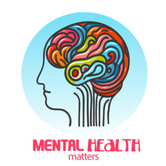 Mental health illustration concept in flat design. Vector illustration.