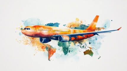 Airplane Watercolor Illustration