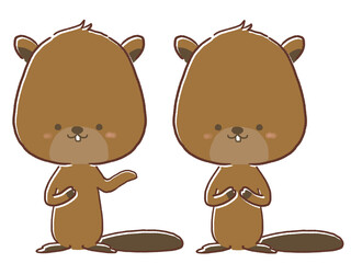 2匹のビーバーのイラスト