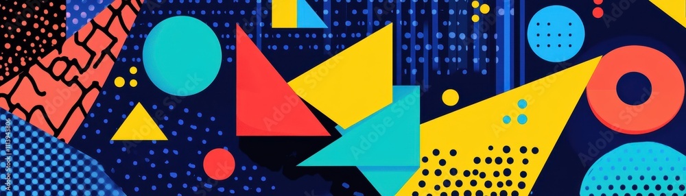 Poster vibrant geometric shapes and patterns in colorful abstract artwork