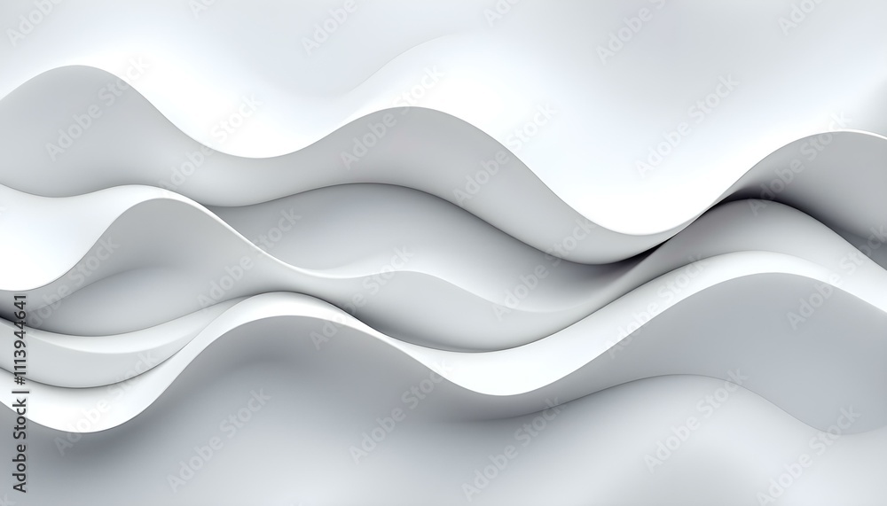 Aufkleber abstract background with white 3d paper waves. white soft wavy embossed isolated on a white backgrou