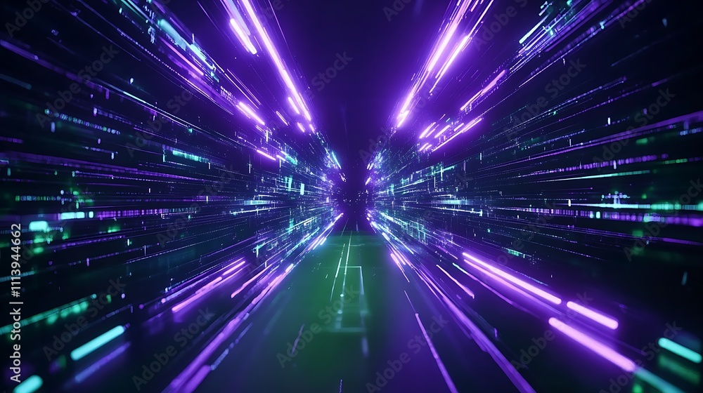 Aufkleber futuristic neon light trails creating an abstract technology background with digital vibes and visua