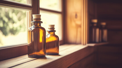 Medicine bottles neatly arranged on a wooden shelf, symbolizing the importance of organization and care in healthcare management.