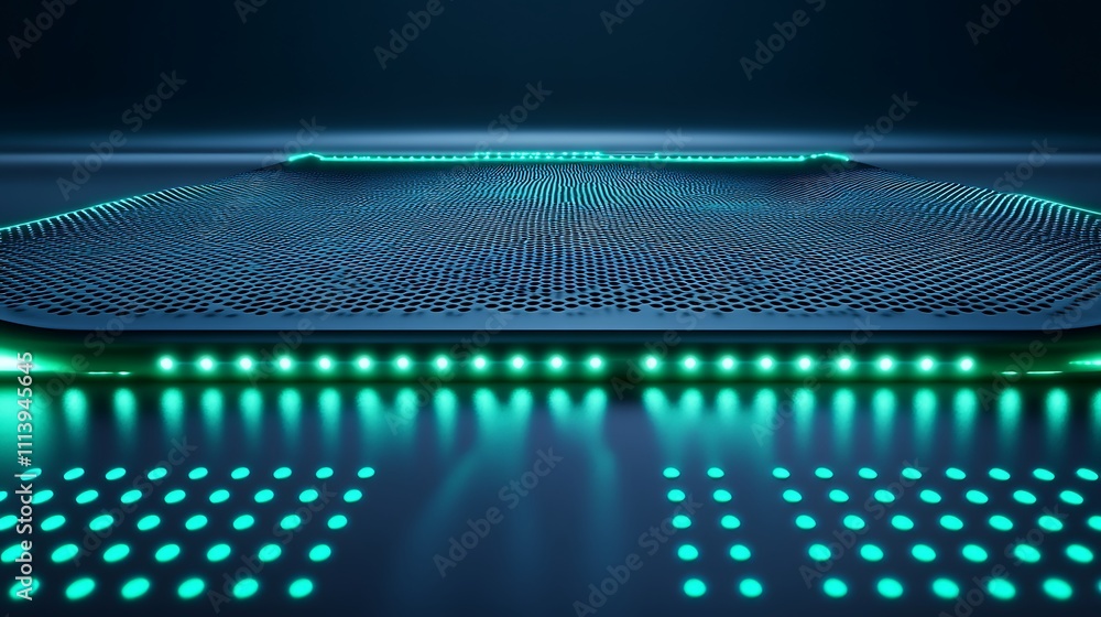 Aufkleber futuristic technology abstract background with neon lights and geometric patterns in dark environmen