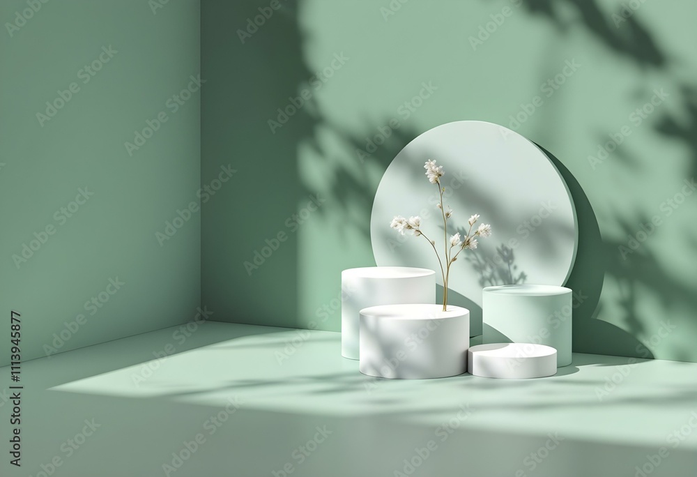 Poster minimal scene with podium and abstract background. minimal scene with podium and abstract background