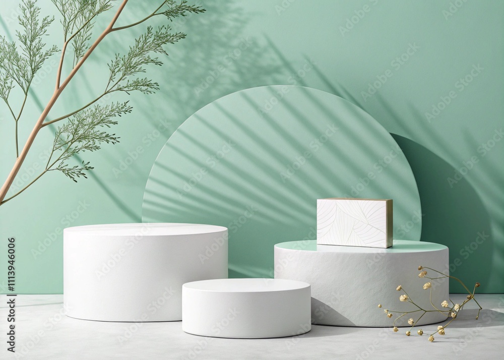Poster minimal scene with podium and abstract background. minimal scene with podium and abstract background