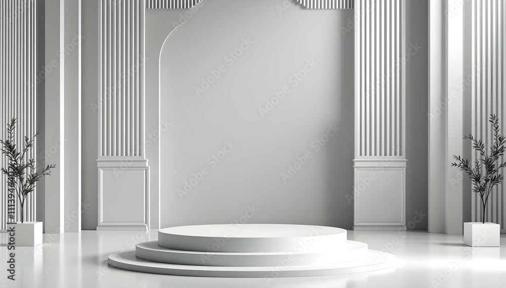 Aufkleber minimal podium and scene with 3d render in abstract gray background. geometry shape platform forms f