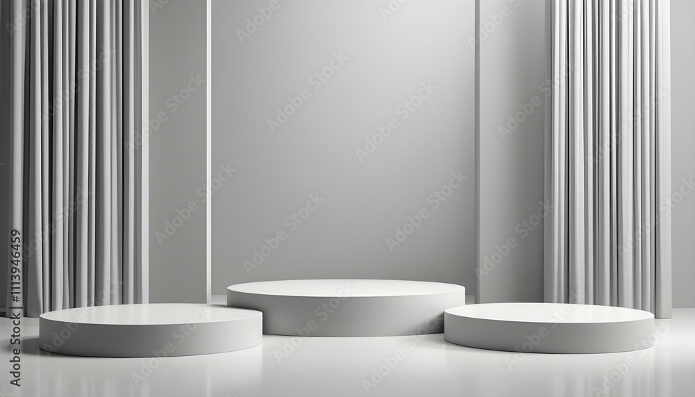 Poster minimal podium and scene with 3d render in abstract gray background. geometry shape platform forms f