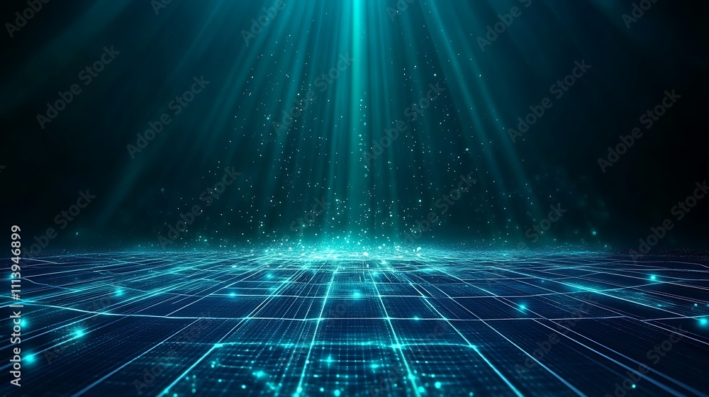 Poster stunning abstract background of light rays and shimmering particles in a futuristic digital space