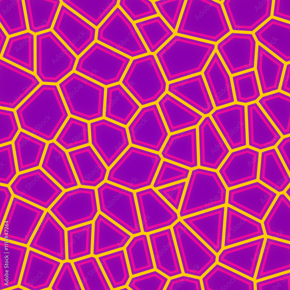 Aufkleber digital illustration of colorful geometric shapes in vibrant shades of purple and yellow. 3d renderi