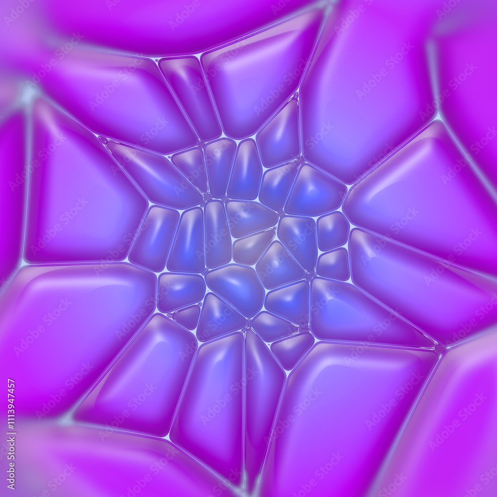 Poster Abstract digital illustration of fractal crystal colorful pattern. Fascinating microscopic world of crystalline structures. 3d rendering
