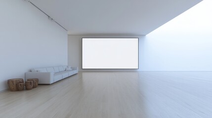 Obraz premium Minimalist Modern Living Room With Large Blank Canvas