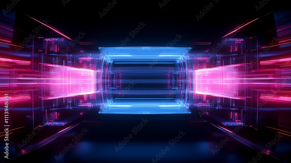 Poster vibrant abstract futuristic background with neon lights and motion effect for technology or science 