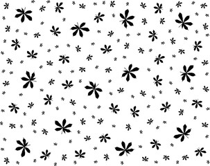 Seamless pattern with black silhouettes of marijuana leaf 