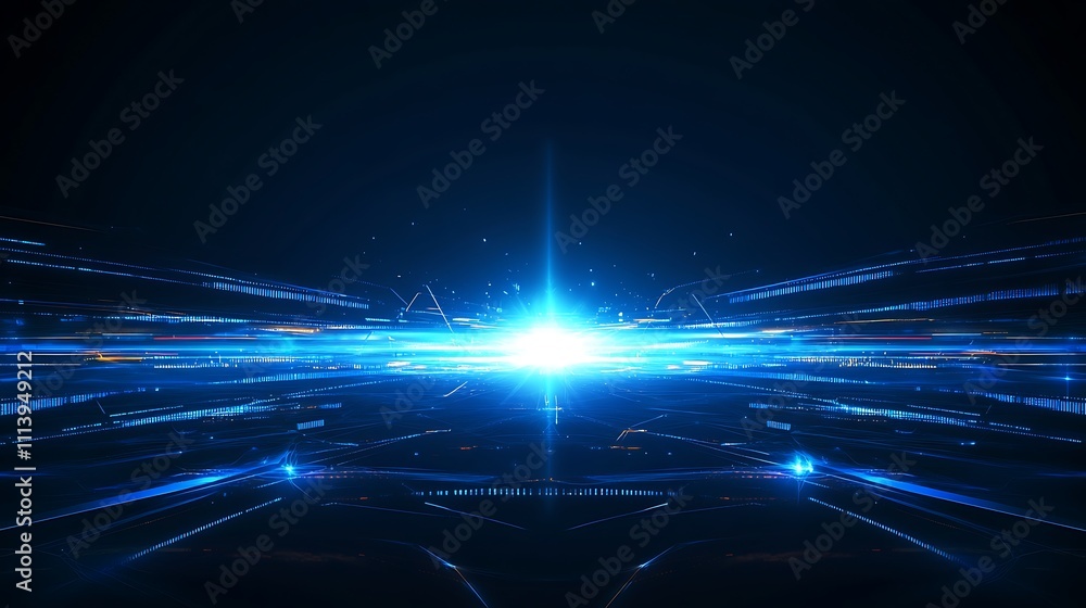 Poster vibrant blue light rays in motion creating a futuristic abstract background for technology and desig