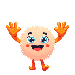 fluffy cartoon monster isolated on transparent background