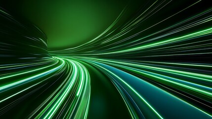 Vibrant Green Light Trails Creating Dynamic Flow in Abstract Background Design for Modern Concepts
