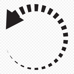 circular arrow icon. Circle arrow on transparent background. Refresh, reload, recycle, loop rotation sign. eps 10.