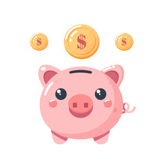 piggy bank with coins isolated on transparent background