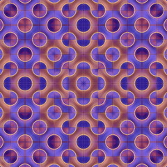 Colorful modern pattern consisting of tiles with wavy lines and circles. Great for creating modern and stylish wallpaper or panels. 3d rendering digital illustration