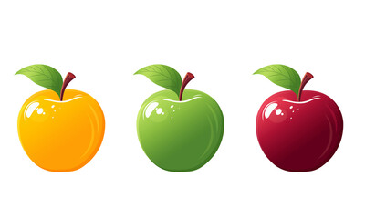 red green and  yellow apples isolated on transparent background