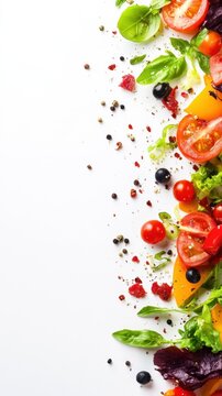 Fresh and Vibrant Vegetable Salad with Juicy Tomatoes and Crisp Greens