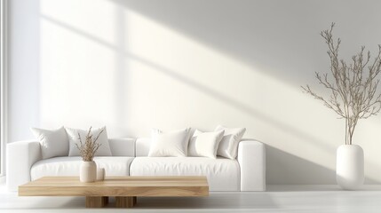 Minimalist White Living Room Interior Design