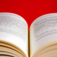 Fototapeta premium Close-up of open book against red background