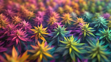 Fototapeta premium Full graphic of hundreds of bright big beautiful cannabis plant