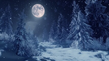 Fototapeta premium Enchanted winter scene: Snow-covered trees and misty background