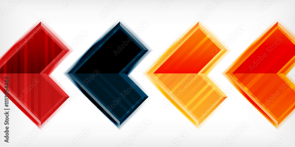 Poster Arrow symbols created with 3d effects and line texture geometric abstract background