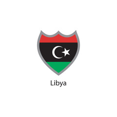 Shield icon of Libya flag. Simple vector illustration.