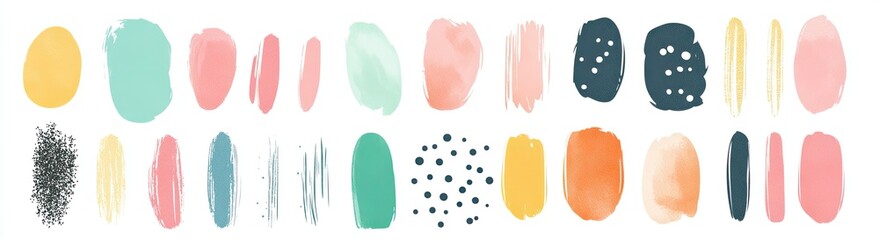 Fototapeta premium Creative Brushstroke Collection: Vibrant Hand-Drawn Shapes for Unique Design Projects