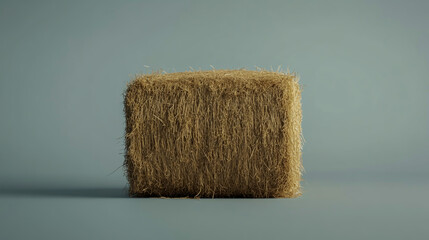 Single dry hay bale isolated on a plain background, showcasing farm and rural lifestyle