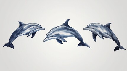 Fototapeta premium Dolphin Watercolor Trio