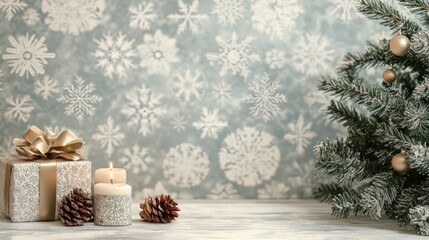 Elegant pattern: Snowflakes and holiday elements