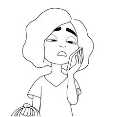 The character walking while talking on the cell phone